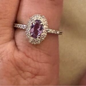 Elegant Silver and Purple Gemstone Ring
